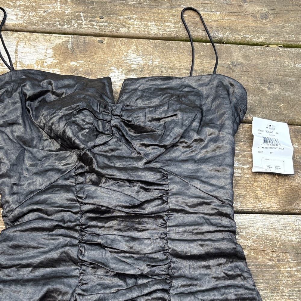 NWT Nicole Miller 00s/10s body con Black Ruched Dress size 6p - Picture 3 of 9